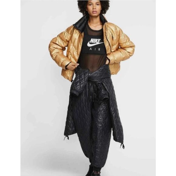 Nike Sportswear NSW Quilted Heritage Logo Joggers Womens Size S Black Swoosh - Picture 1 of 16